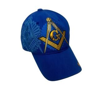 Freemason Masonic Hat Cap Blue Gold Strapback Adjustable Embroidered Mason